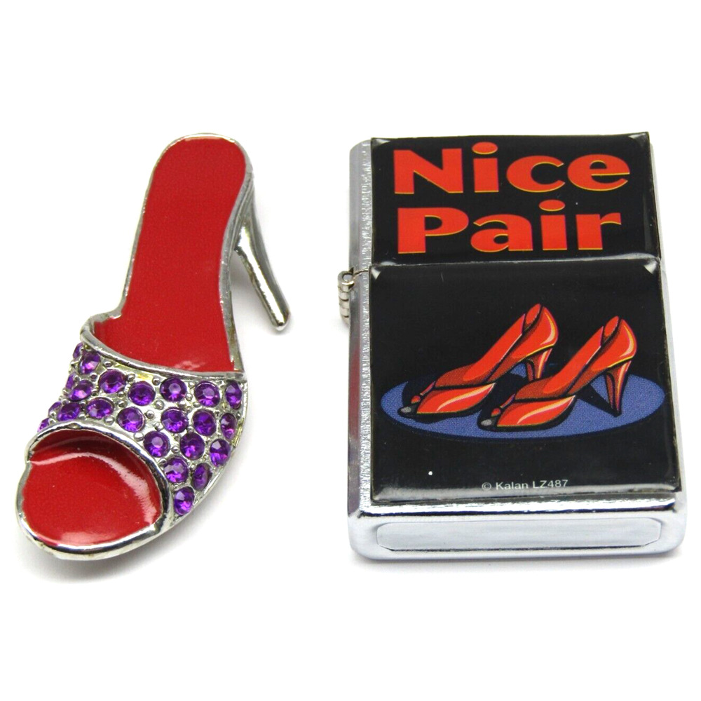 Silver Nice Pair Lighter Red Shoes w/ 2003 Shoe Fashion Women Brooch Pin